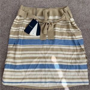 Faconnable Tan and Blue Striped A-Line Skirt